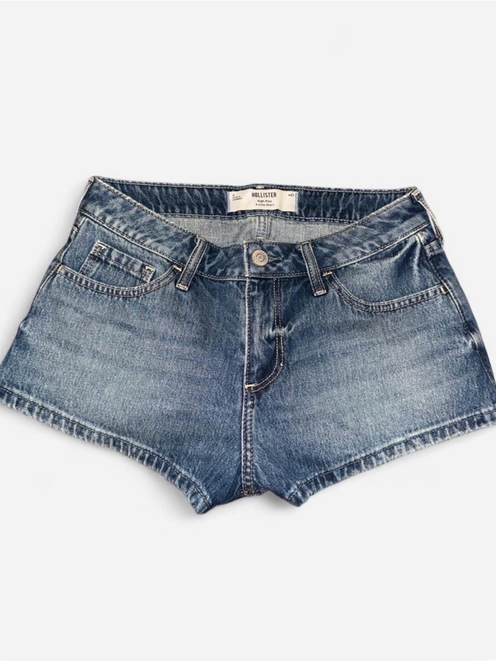 hollister light wash high-rise a-line short